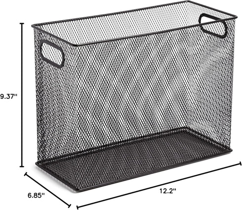 U Brands Mesh Steel Desktop Hanging File Holder, Letter Size, 12.4" x 9.53" x 5.5" (Black)