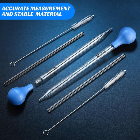Weewooday Glass Droppers Pipettes, Graduated Lab Dropper with Big Rubber Hats, 20 cm Stir Rod Washing Brush, 8 Pieces