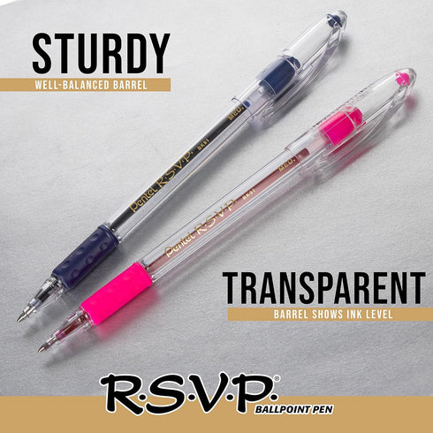 R.S.V.P. Stick Ballpoint Pen, Violet Ink, Fine, 0.70 mm, 12/Pack
