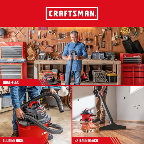 CMXZVBE38759 2-1/2 20 2-1/2 CRAFTSMAN in. x ft. POS-I-LOCK Wet Dry Vac Hose Attachment Kit, Industrial-Grade Shop