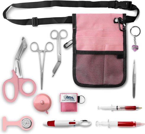 Pack ASA TECHMED Nurse Utility Belt Complete Medical Belt Utility Kit, Pro Pocket Organizer Pouch Hip Bag for EMT, CNA