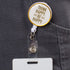 Think Happy Be Happy Gold Tone White Badge Reel with Alligator Clip for ID