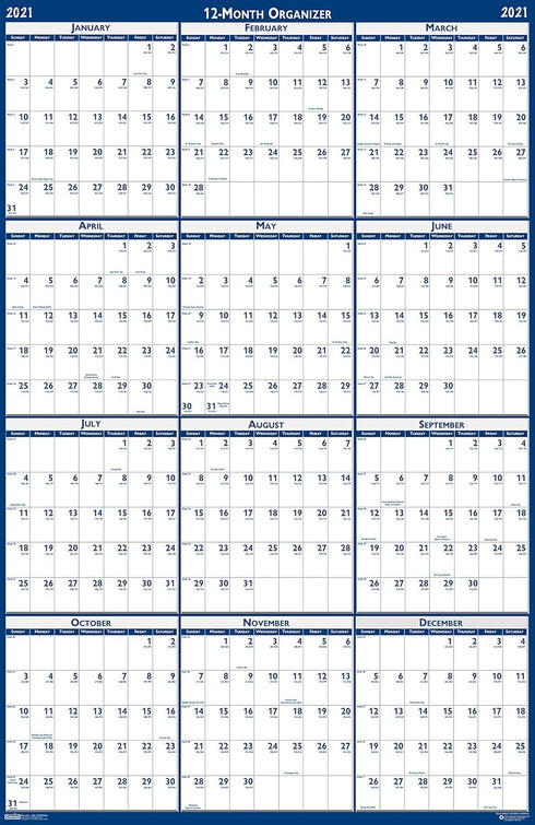 House of Doolittle 2021 Laminated Wall Calendar - Reversible, Horizontal/Vertical, 24 x 37 Inches, January - December