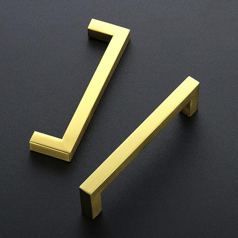 Ravinte 5 Pack 5 Inch Kitchen Square Cabinet Handles Cabinet Pulls Brushed Brass Drawer Pulls Kitchen Cabinet Hardware Kitchen Handles for Cabinets Cupboard Handles Drawer Handles by Ravinte