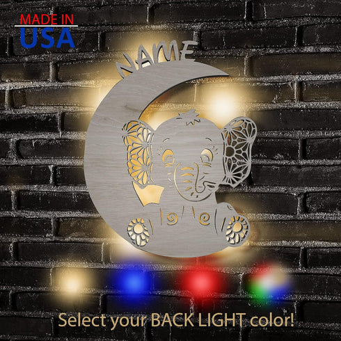 Namofactur Customizable Moonlit Elephant LED Night Light for Newborns