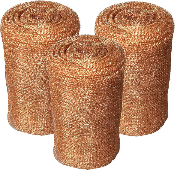 AWF PRO Copper Mesh for Pest Control, 4" x 60', Pack of 3, Rust and Bacteria Resistant for Homes and Gardens