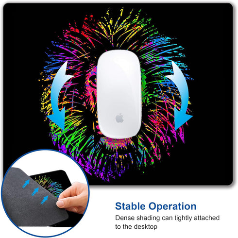 Small Computer Mouse Pad with Personalized Watercolor Lion Design, Non-Slip Rubber Office Mousepad