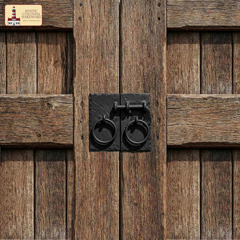 (271) Mystic Colonial Iron Gate Latch Black Flip Latches, Heavy Duty Cast Iron Drop Latch, for Old Farm Barn Shed