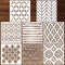 Outus 8 Pieces Wall Stencils, 12 x 12 Inch Reusable Geometric Modern Herringbone Pattern for Painting Decor