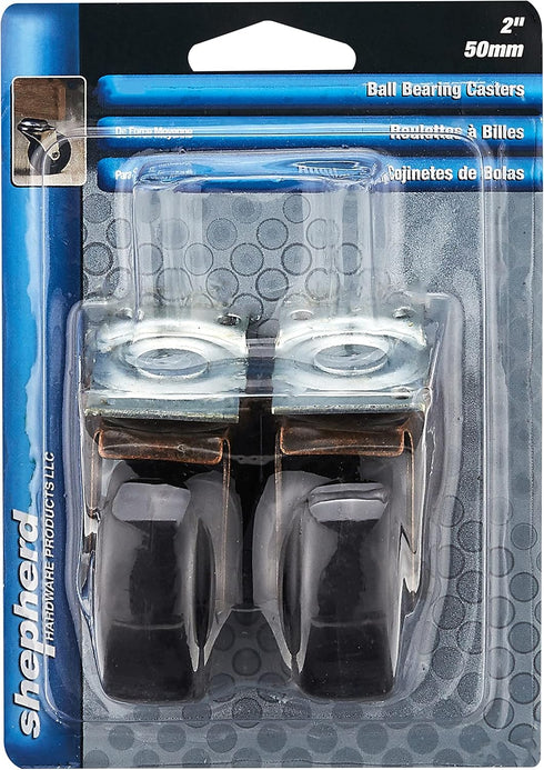 Shepherd Hardware 9346 2-Inch Medium Duty Plate Caster, 2-Pack