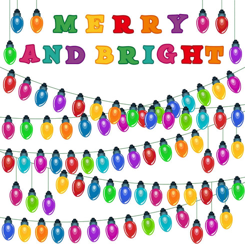 Haooryx 105Pcs Colorful Light Banner Bulletin Board Set, Patterned Paper Cut-Outs for Holiday Party Classroom