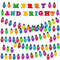 Haooryx 105Pcs Colorful Light Banner Bulletin Board Set, Patterned Paper Cut-Outs for Holiday Party Classroom