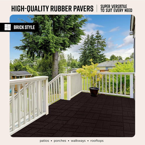 16 16 1 Playsafer Brick Rubber Interlocking Tiles | X | Easy Install for Indoor and Outdoor Use (Brown, Tile)