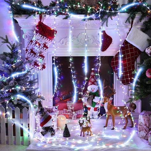 30FT 240 8 6 Timmer Jyoiat String Lights - LEDs Water Flowing Multicolor String Lights with Basic Modes + Flowing