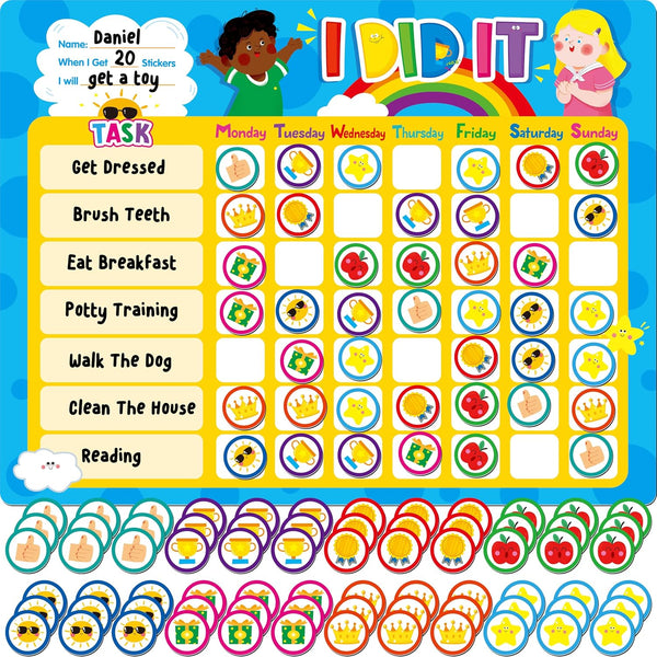 SpriteGru Magnetic Reward Chart, Dry Erase Task Board-One Chart & 72 Magnetic Reward