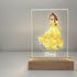 Mirror Mania Store Belle Premium Wood Base Stand Soft Night Light Up Table Desk Lamp LED Princess Sign Personalized