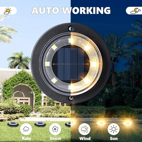 2-in-1 8 Pack) Flacchi Solar Lights Outdoor Waterproof - Solar Powered Ground Lights Outdoor Solar Disk Light Landscape