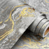 Stickyart Thick Grey Gold Liquid Marble Contact Paper for Cabinets, Peel and Stick Countertops for Kitchen Waterproof