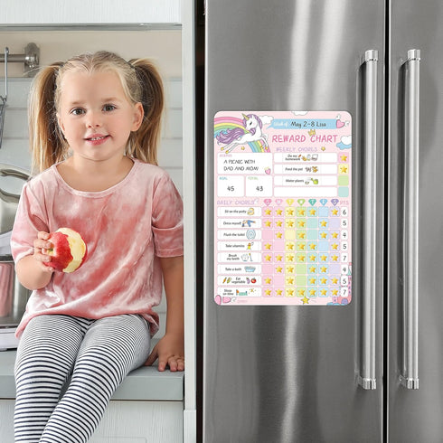 Unicorn Kids Magnetic Chore Chart, Reward Chart for Kids Behavior, Good Responsibility Chart Board for One Child