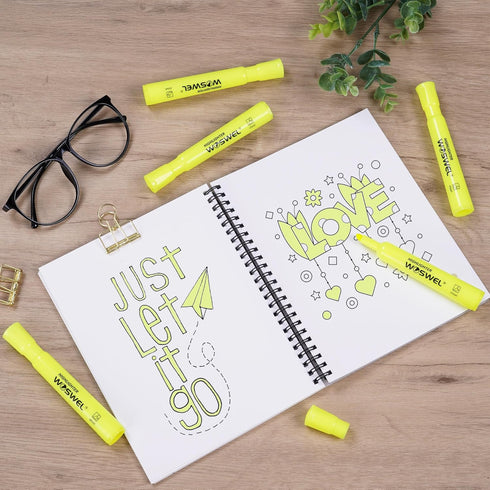 Highlighters Bulk, 24 Pack Tank Style Highlighters Set, Fluorescent Yellow Chisel Tip Markers for School Supplies