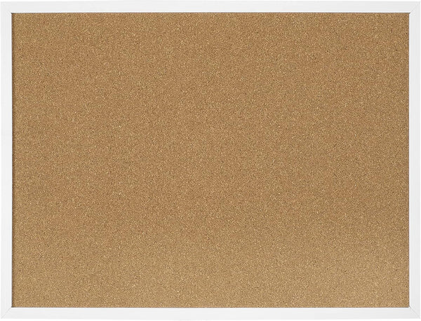 FEBSNOW Cork Board Bulletin Board 23 x 15.7 Inches with Rectangle White Frame for Office Message Board