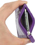 Wisdompro 2-Sided PU Leather ID Badge Holder with Zip, 1 ID Window, 4 Card Slots, 20 Inch Lanyard Strap - Purple