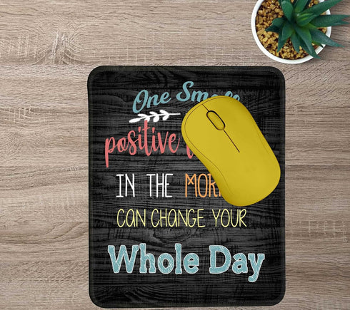 VIVIPOW Inspirational Quote Mouse Pad, Stitched Edge Mouse Pad with One Small Positive Thought in The Morning Can