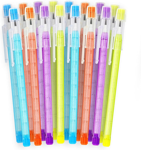 Emraw No 2 HB Translucent Pencils, Multipoint Non-Sharpening Stackable Pencil with Matching Eraser (Pack of 16)