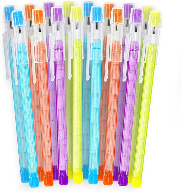 Emraw No 2 HB Translucent Pencils, Multipoint Non-Sharpening Stackable Pencil with Matching Eraser (Pack of 16)