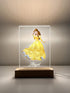 Mirror Mania Store Belle Premium Wood Base Stand Soft Night Light Up Table Desk Lamp LED Princess Sign Personalized