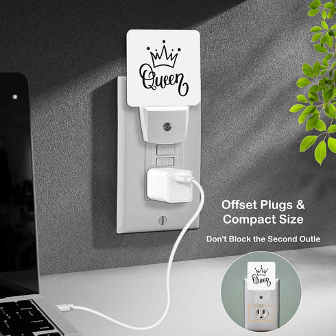 Jahiona White,0.5W LED Night Light Lamp with Smart Sensor Dusk to Dawn Sensor,Funny Queen Crown Night Light Daylight