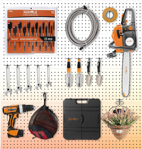HUHOLE Pegboard Hooks 50PC, Ideal Wall Storage Tool Organizer for 1/4" 1/8" Peg Board, 2 Inch Silver