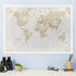 Large Map of the World, Silk Art Print World Map, Neutral Tones, 23 x 33