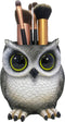 DWK Grey Owl Makeup Brush Holder Organizer Caddy, Handmade Makeup Organizer for Vanity, 4"