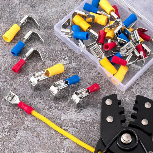 ANCIRS 30pcs Semi-Insulated Piggyback Spade Connectors, Quick Disconnect Cable Crimp Terminals