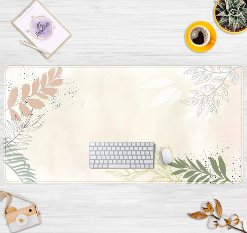 Boho Mouse Pad Pastel Abstract Desk Mat Matcha Green Plant Laptop Mat Aesthetic Office Desk Decor for Women 31.5x15.75 in Keyboard Mat Desk Pad Mouse Mat for Desktop Girl Gamer Gaming Desk Mats by LuckyCow