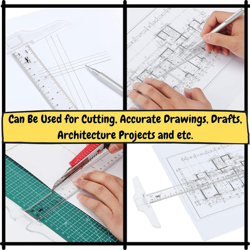 Mr. Pen 12 Inch Plastic T-Square, 3-Pack Drafting & Crafting T-Square Ruler