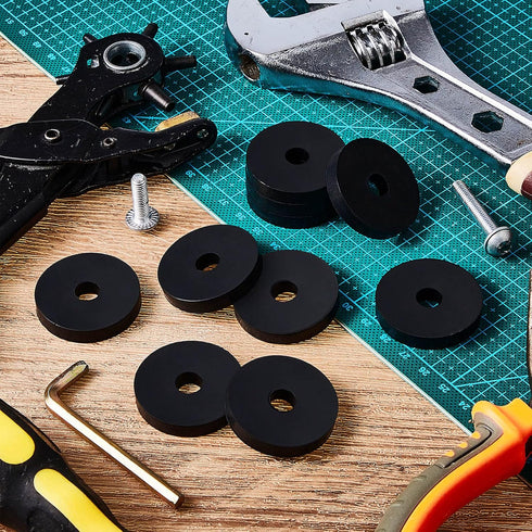 40 Pcs Rubber Spacer Flat Bushings, 1 1/2 Inch OD x 3/8 Inch ID x 1/4 Inch Thickness Neoprene Washers for Screws