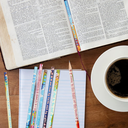 Kolewo4ever 100 Pieces Bible Verses Pencils with Inspirational Scriptures, 8 Styles, Multicolor for Church Supplies