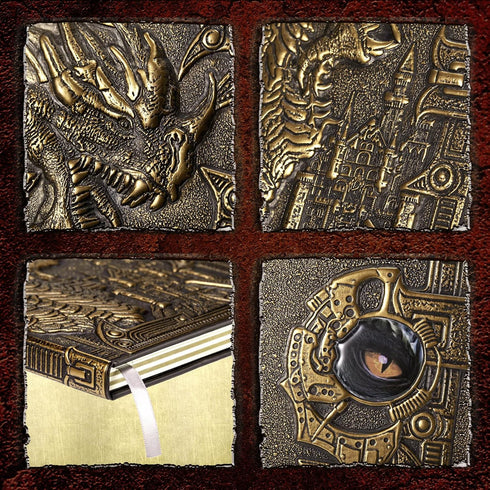 Pajean Dragon Journal, Embossed Leather Antique Dragon Notebook with Pen, Lined Paper, A5 (Bronze)