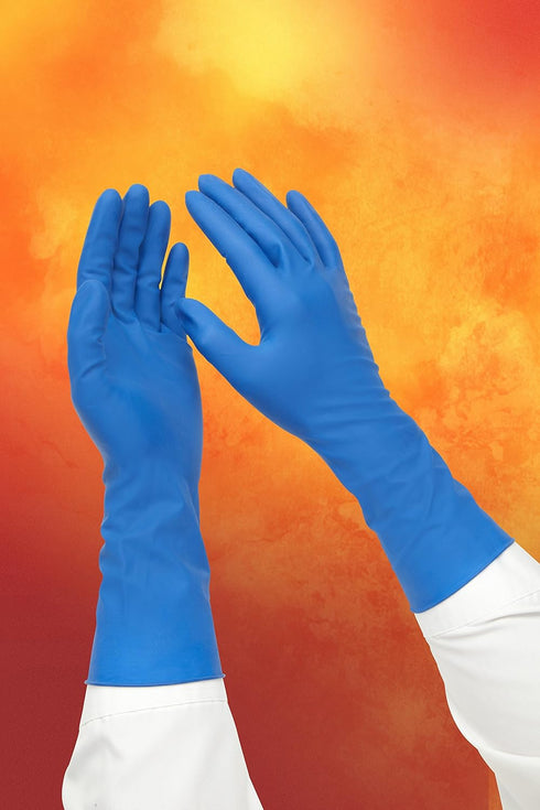 Adenna HER006 Hero 14 mil Powder-Free Latex Gloves, Medical Grade, Blue, Large, Box of 50