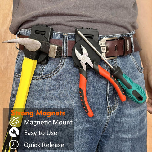 MUTUACTOR Magnetic Tool Belt Clip, Non-Slip Magnet Tool Holder for Belt, 2 Pack Strong Magnetic Clip Accessories