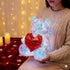 Aladdinas LED Valentines Romantic Gift Teddy Bear Night Light, Holographic Iridescent Design, Nursery Decor Display Box