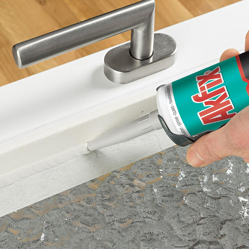 Akfix 100E RTV White Silicone Caulk (2x10.1 fl. oz.), 100% Waterproof Sealant for Kitchen, Bathroom, Shower, Toilet,