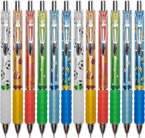 Gel Pens 0.5mm Fine Point Black Ink Retractable Cute Pens for Smooth Writing (12-count) School Office Supplies