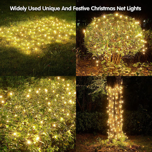 160LED 5ftx7ft, Dirnun Led Christmas Net Lights Outdoor Christmas Lights WarmWhite Waterproof Outdoor Indoor Fairy Mesh