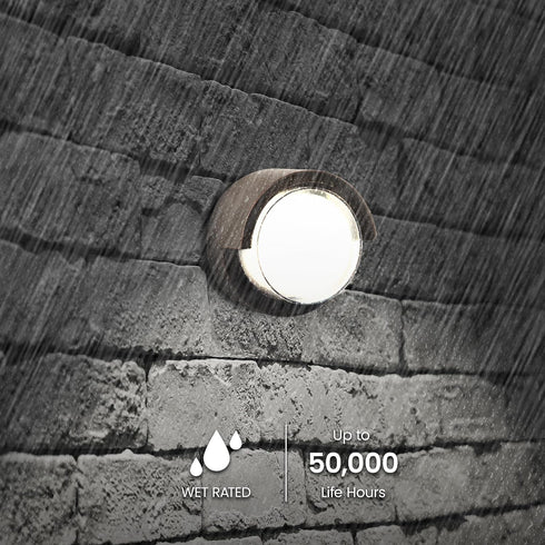 5000K 50,000-Hour S5RWM/850/DD/BZ Feit Electric Outdoor LED Wall Sconce, Round Wall Mount Light Fixture, Dusk-to-Dawn