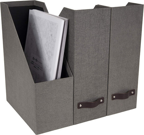 Bigso Box of Sweden Estelle Canvas Fiberboard Magazine Storage Box, Gray, 12.6" x 4.5" x 9.8"