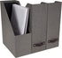 Bigso Box of Sweden Estelle Canvas Fiberboard Magazine Storage Box, Gray, 12.6" x 4.5" x 9.8"