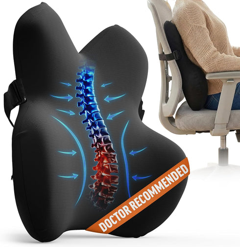 Everlasting Comfort Lumbar Support Pillow for Office Chair - Memory Foam Back